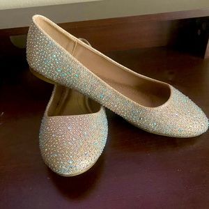 DREAM PAIRS Sole-Shine Gold Rhinestone Ballet Flats